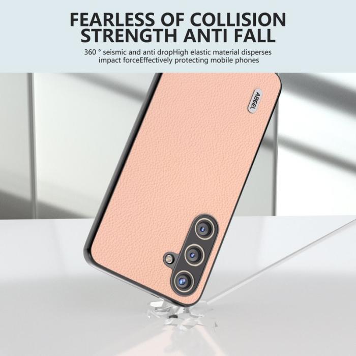 ABEEL - ABEEL Samsung Galaxy S24 Skal Cowhide Läder TPU Hård PC Rosa