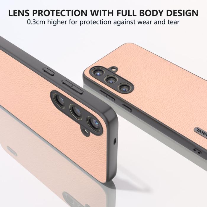 ABEEL - ABEEL Samsung Galaxy S24 Skal Cowhide Läder TPU Hård PC Rosa