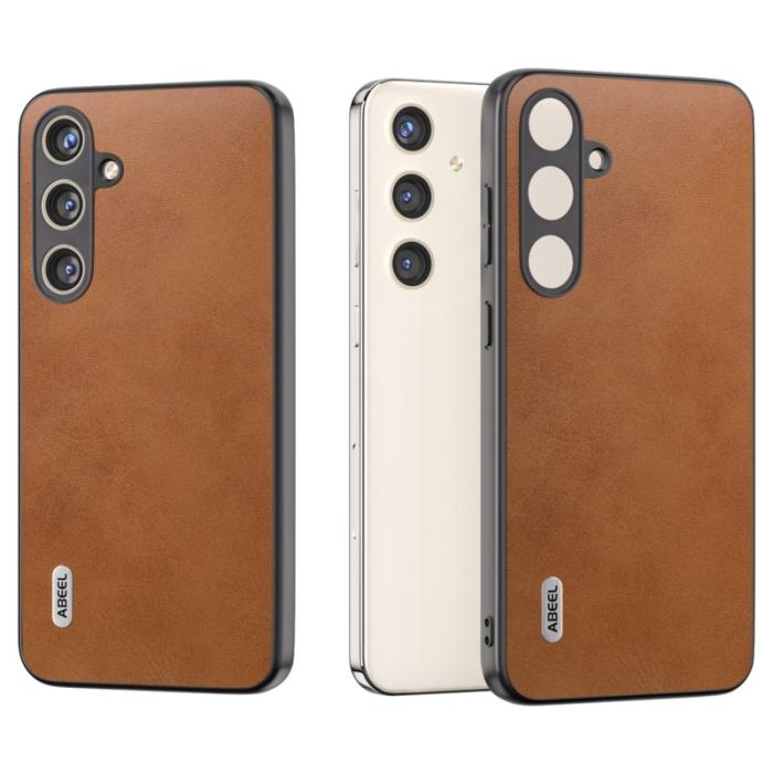ABEEL - ABEEL Samsung Galaxy S24+ Skal Cowhide Textur Skydd Brown