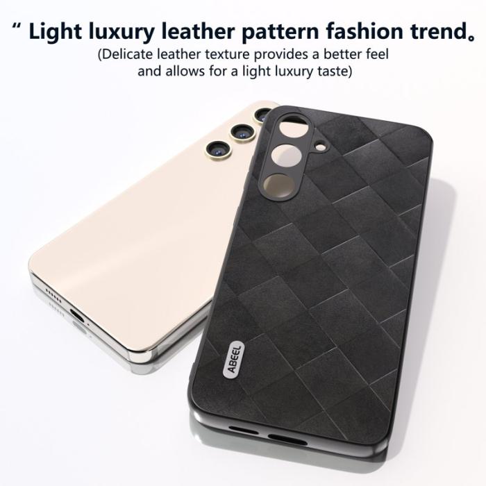 ABEEL - ABEEL Samsung Galaxy S24+ Skal Grid Textur PU Läder Svart