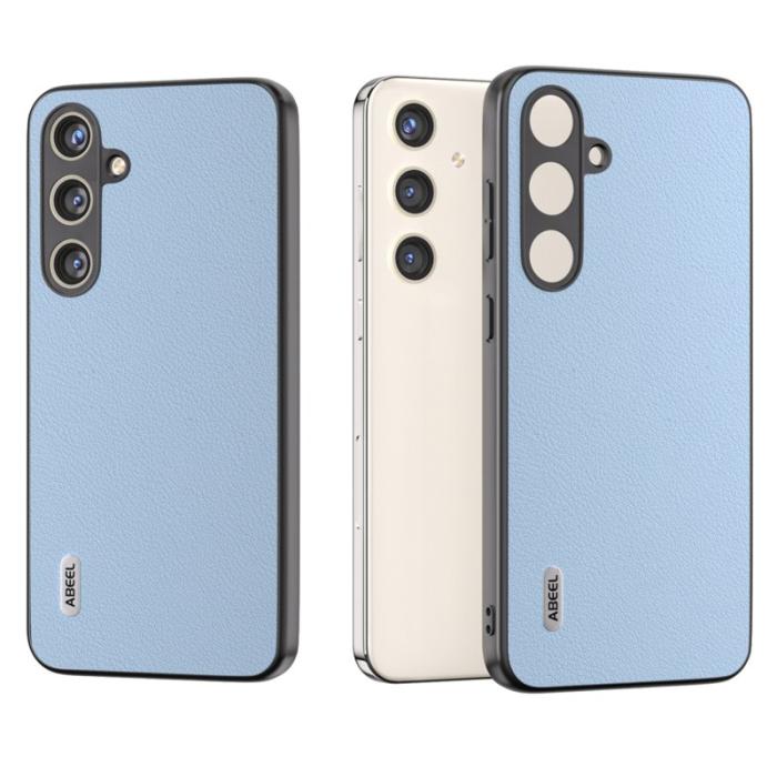 ABEEL - ABEEL Samsung Galaxy S24+ Skal i Äkta Läder - Ljusblå