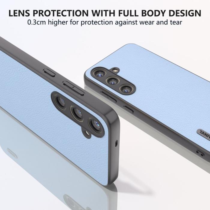 ABEEL - ABEEL Samsung Galaxy S24+ Skal i Äkta Läder - Ljusblå