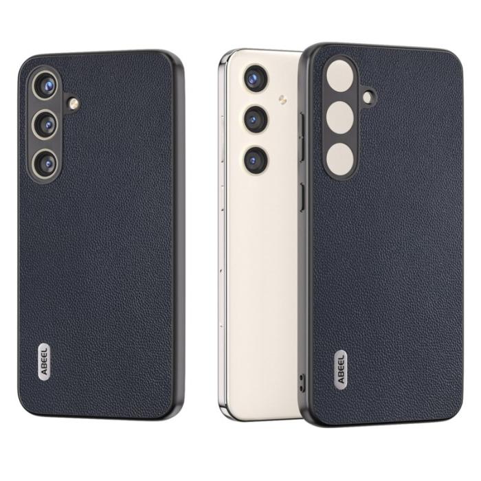 ABEEL - ABEEL Samsung Galaxy S24+ Skal i äkta läder och PC - Blå