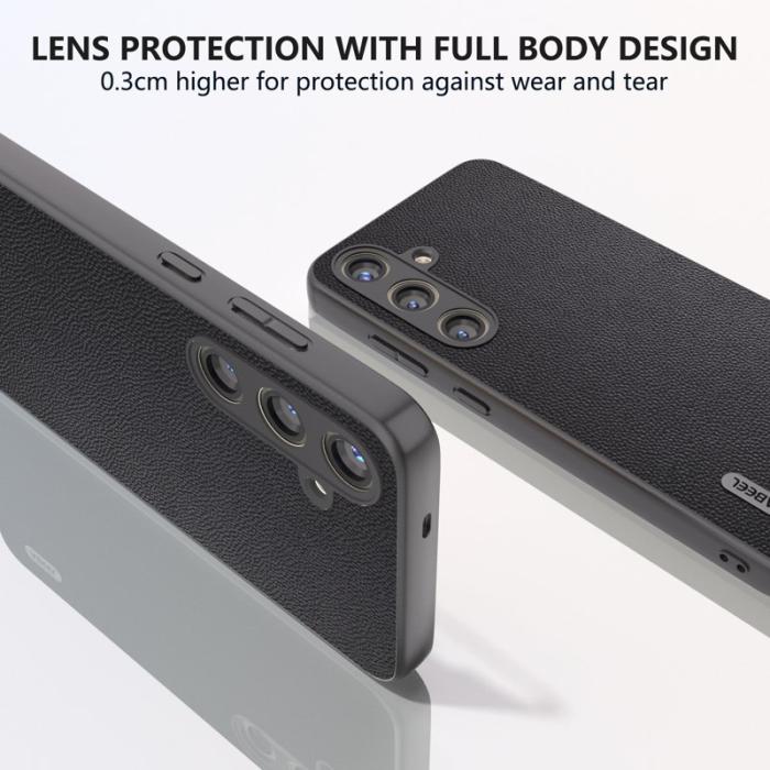 ABEEL - ABEEL Samsung Galaxy S24+ Skal i äkta läder och PC - Svart