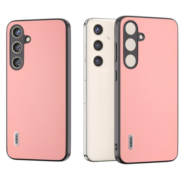 ABEEL - ABEEL Samsung Galaxy S24+ Skal i äkta läder - Rosa