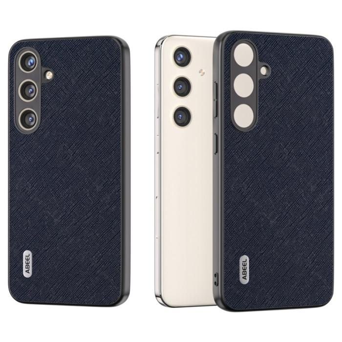 ABEEL - ABEEL Samsung Galaxy S24 Skal i Läder med Korsmönster - Blå