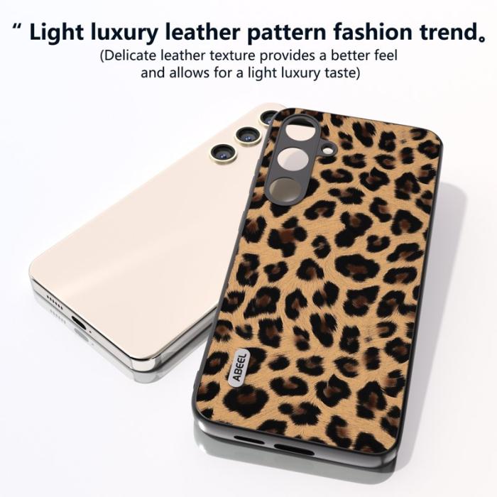 ABEEL - ABEEL Samsung Galaxy S24 Skal Läder Coated Leopard Champagne Gold