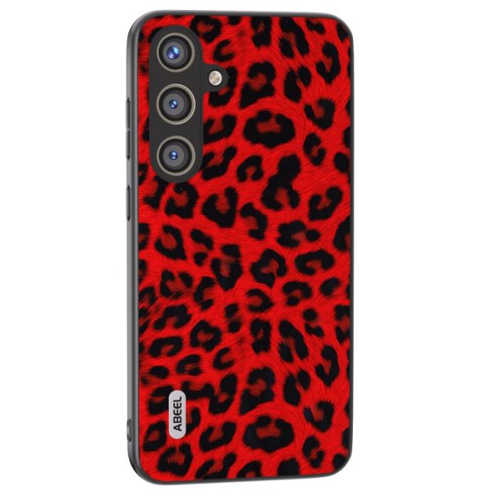 ABEEL - ABEEL Samsung Galaxy S24 Skal Läderbelagd TPU Leopard Röd