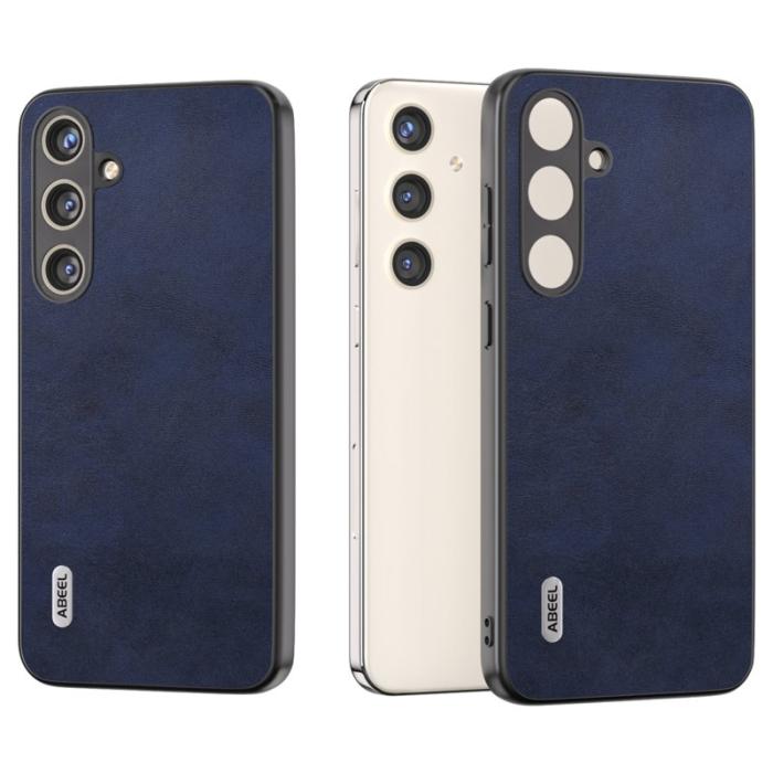 ABEEL - ABEEL Samsung Galaxy S24+ Skal Lädertextur Stötabsorberande Blå