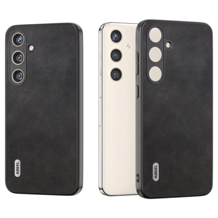 ABEEL - ABEEL Samsung Galaxy S24+ Skal Lädertextur Stöttålig Svart