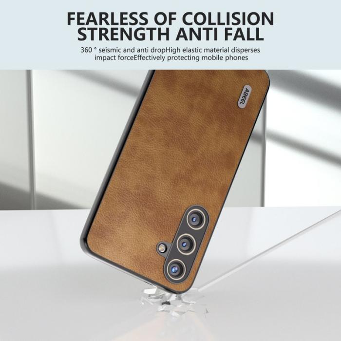 ABEEL - ABEEL Samsung Galaxy S24+ Skal Litchi Textur Brun