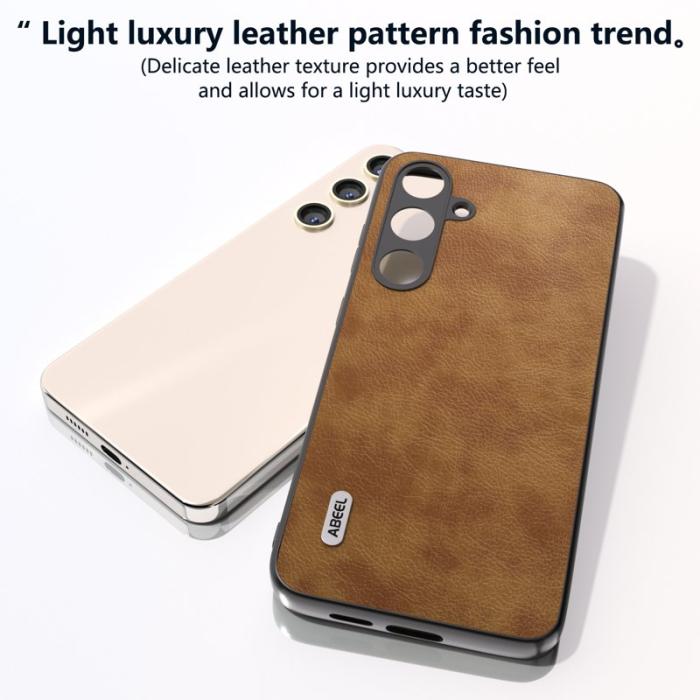 ABEEL - ABEEL Samsung Galaxy S24+ Skal Litchi Textur Brun