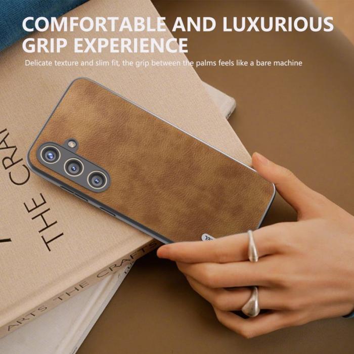 ABEEL - ABEEL Samsung Galaxy S24+ Skal Litchi Textur Brun