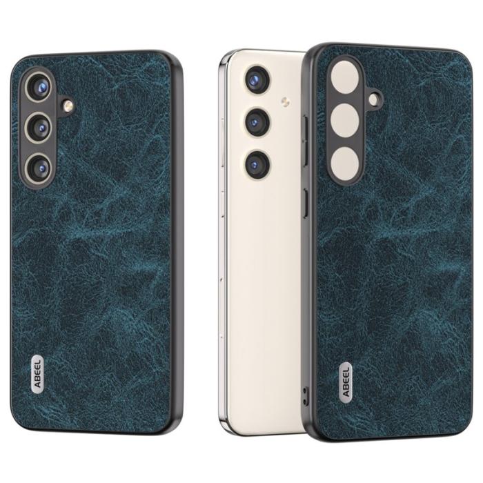 ABEEL - ABEEL Samsung Galaxy S24 Skal Litchi Textur PU Läder Blå