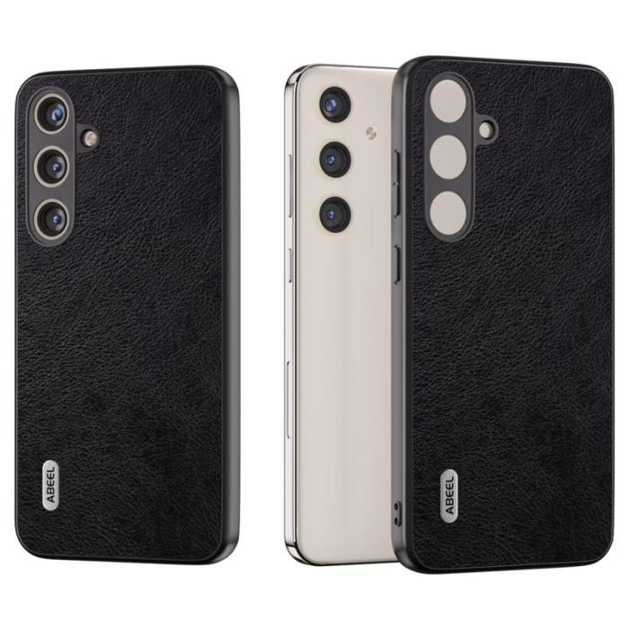ABEEL - ABEEL Samsung Galaxy S24 Skal Litchi Textur PU Läder Svart