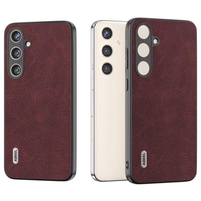 ABEEL - ABEEL Samsung Galaxy S24 Skal Litchi Textur Purplish Red