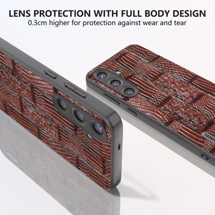 ABEEL - ABEEL Samsung Galaxy S24 Skal Mahjong Textur Äkta Läder - Brun