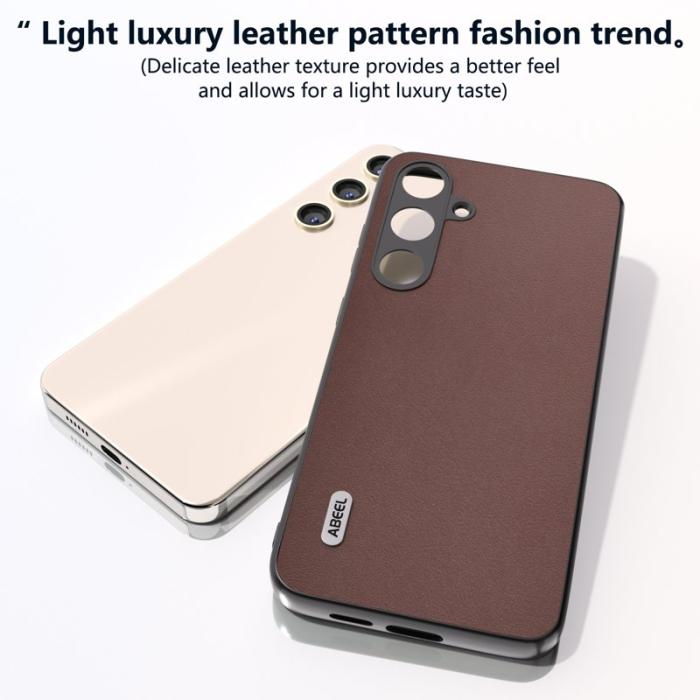 ABEEL - ABEEL Samsung Galaxy S24 Skal Nappa Läder Telefonfodral Kaffe
