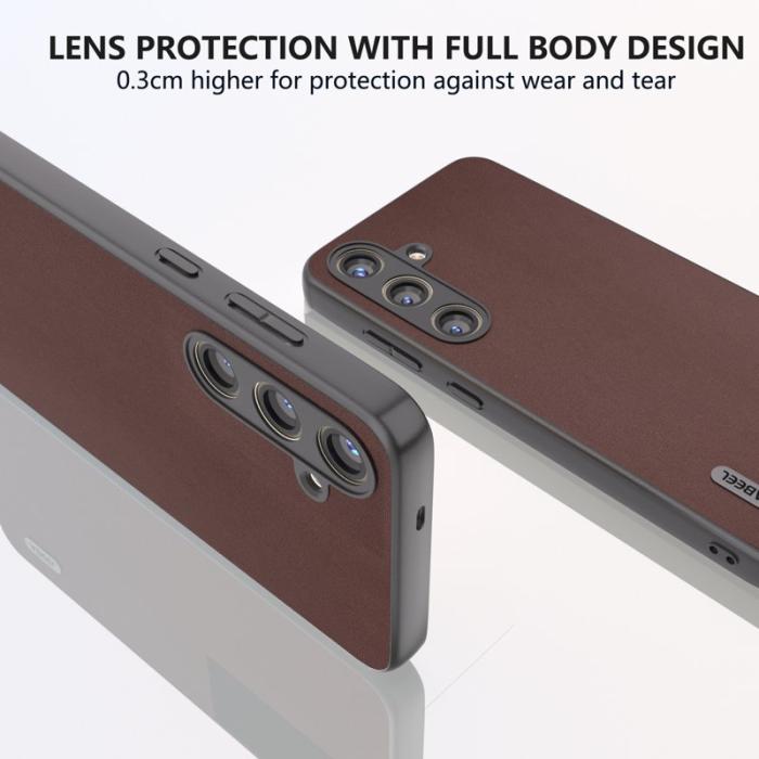 ABEEL - ABEEL Samsung Galaxy S24 Skal Nappa Läder Telefonfodral Kaffe