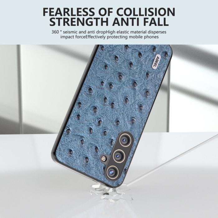 ABEEL - ABEEL Samsung Galaxy S24 Skal Ostrich Textur Kamera Skydd Blå