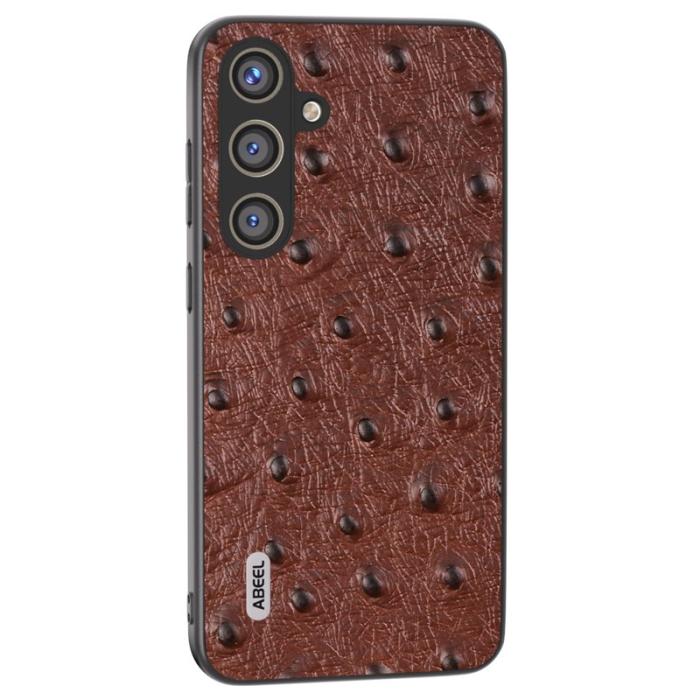 ABEEL - ABEEL Samsung Galaxy S24 Skal Ostrich Textur Kamera Skydd - Kaffe
