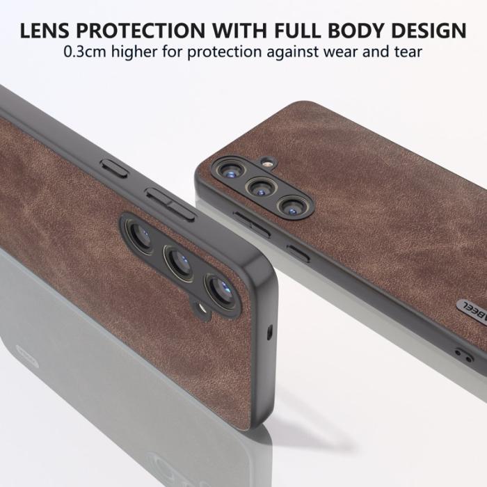 ABEEL - ABEEL Samsung Galaxy S24+ Skal PU Läder Droppskydd Kaffe