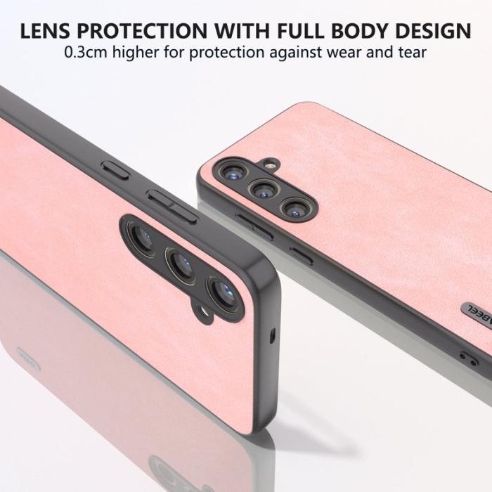 ABEEL - ABEEL Samsung Galaxy S24+ Skal PU Läder Skydd Pink