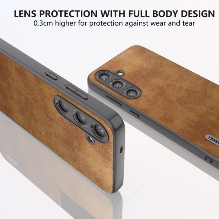 ABEEL - ABEEL Samsung Galaxy S24 Skal Retro Litchi PU Läder Brun