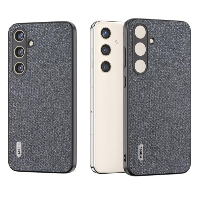 ABEEL - ABEEL Samsung Galaxy S24+ Skal Rhinestone Läder Grå