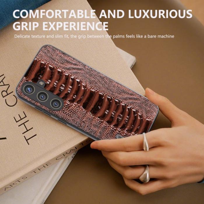 ABEEL - ABEEL Samsung Galaxy S24+ Skal Skyddande Bakcover Krokodil - Kaffe