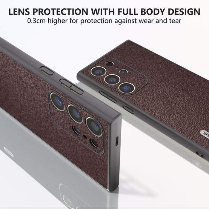 ABEEL - ABEEL Samsung Galaxy S24 Ultra Fodral Bump Proof Läder Kaffe