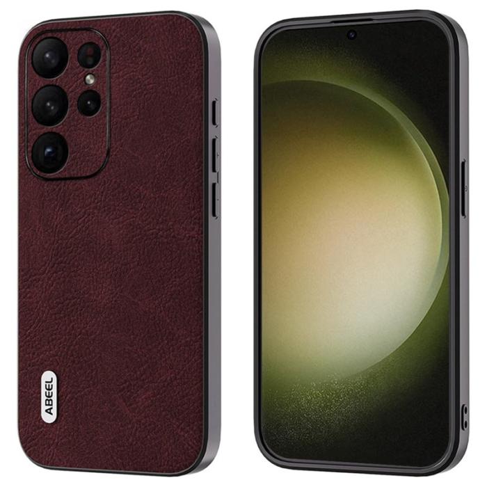 ABEEL - ABEEL Samsung Galaxy S24 Ultra Läder Skal Fantasy Lychee Purpur