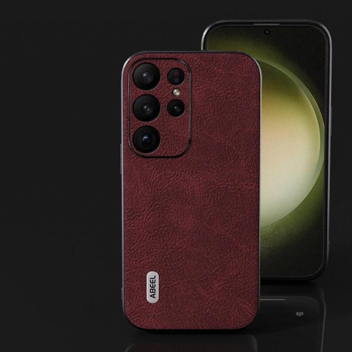 ABEEL - ABEEL Samsung Galaxy S24 Ultra Läder Skal Fantasy Lychee Purpur