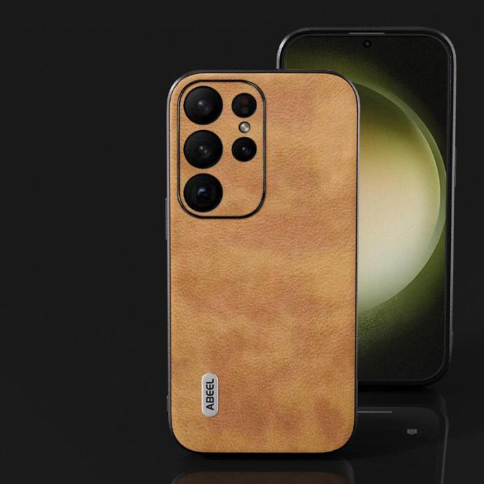 ABEEL - ABEEL Samsung Galaxy S24 Ultra Retro Läderfodral - Brun