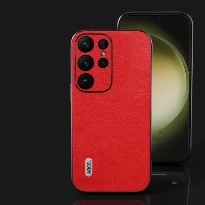 ABEEL - ABEEL Samsung Galaxy S24 Ultra Retro Läderfodral Röd