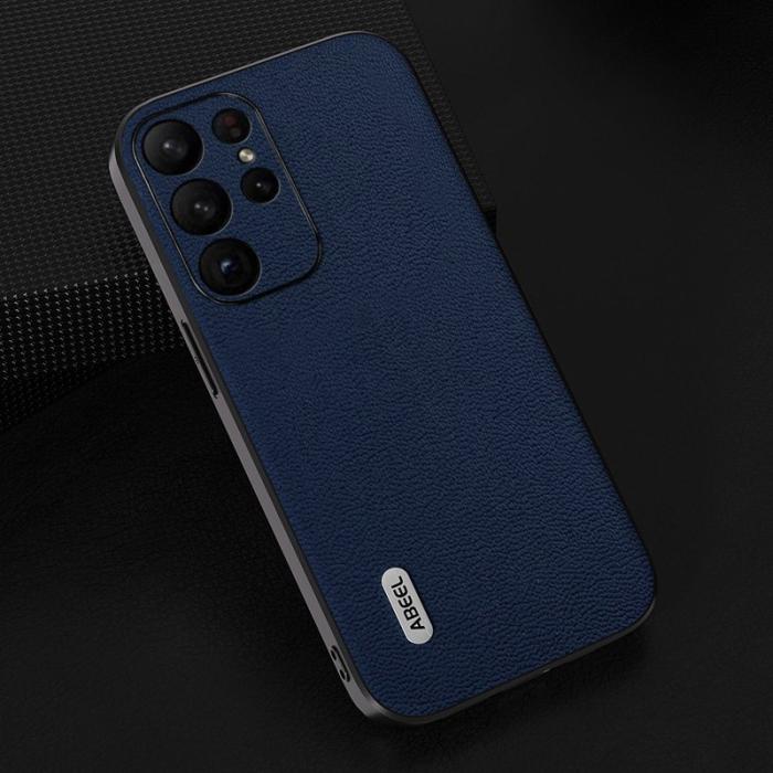 ABEEL - ABEEL Samsung Galaxy S24 Ultra Skal Äkta Läder Litchi Blå