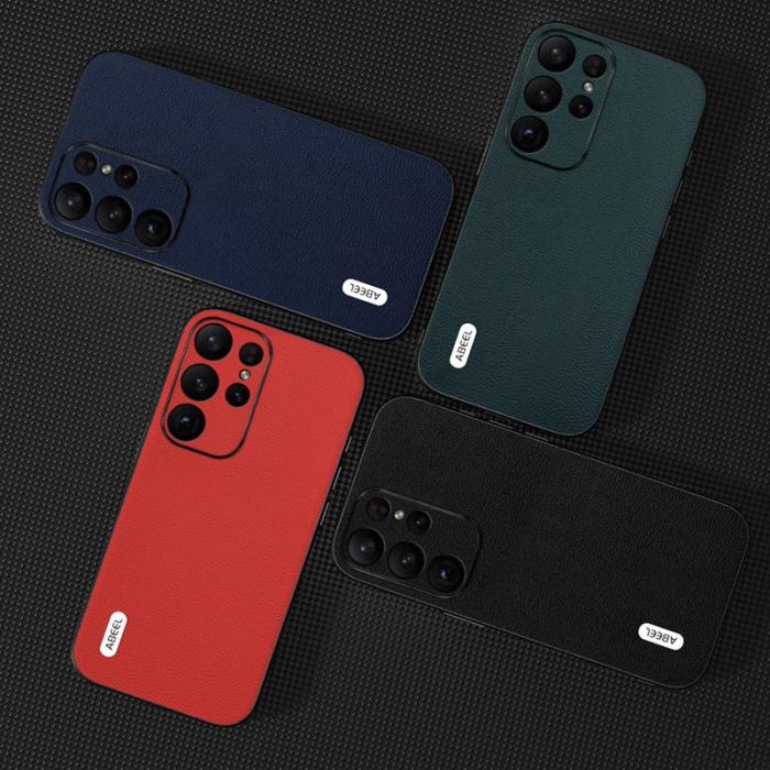 ABEEL - ABEEL Samsung Galaxy S24 Ultra Skal Äkta Läder Litchi Blå