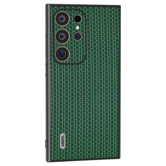 ABEEL - ABEEL Samsung Galaxy S24 Ultra Skal Äkta Läder + PC + TPU Grön