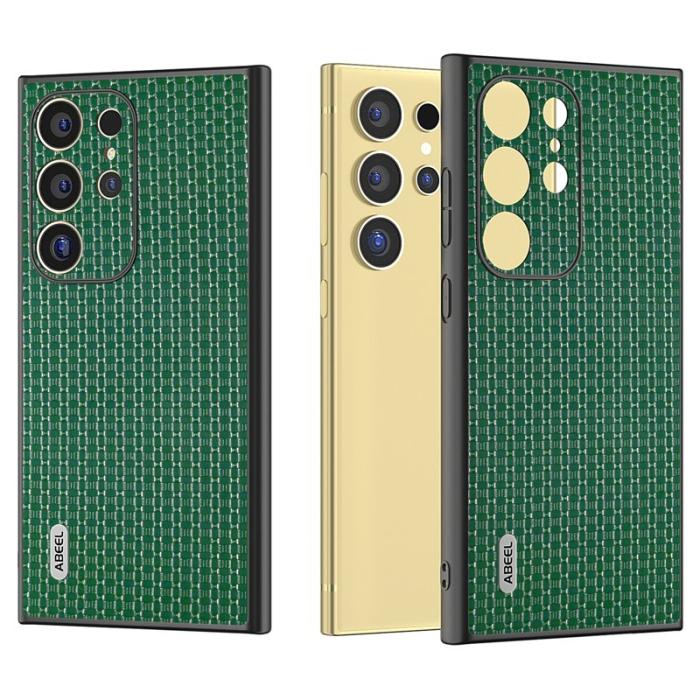 ABEEL - ABEEL Samsung Galaxy S24 Ultra Skal Äkta Läder + PC + TPU Grön