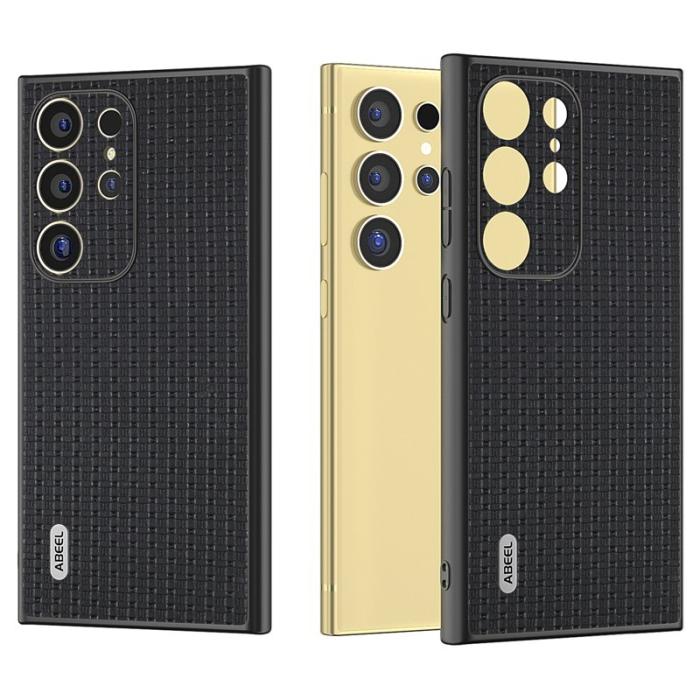 ABEEL - ABEEL Samsung Galaxy S24 Ultra Skal Äkta Läder + PC + TPU - Svart