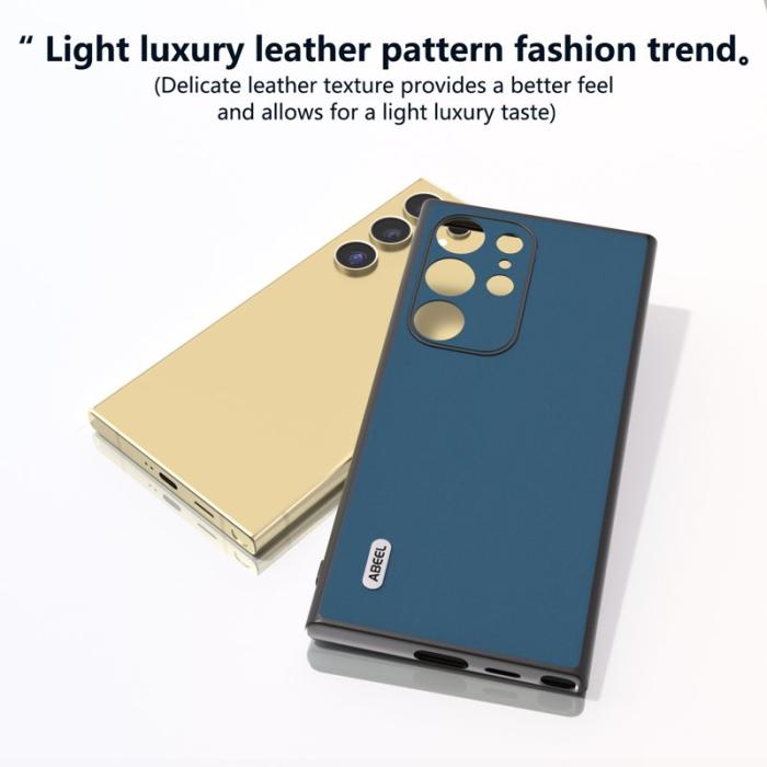 ABEEL - ABEEL Samsung Galaxy S24 Ultra Skal Äkta Läder Silky Blå