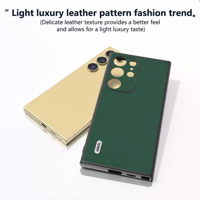 ABEEL - ABEEL Samsung Galaxy S24 Ultra Skal Äkta Läder Silky Grön