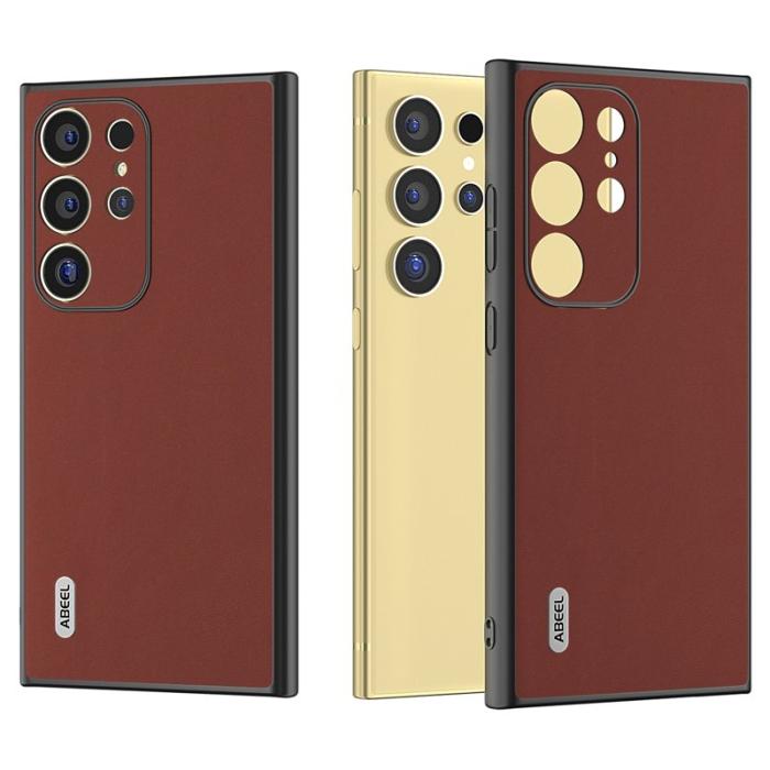 ABEEL - ABEEL Samsung Galaxy S24 Ultra Skal Äkta Läder Silky Touch - Coffee