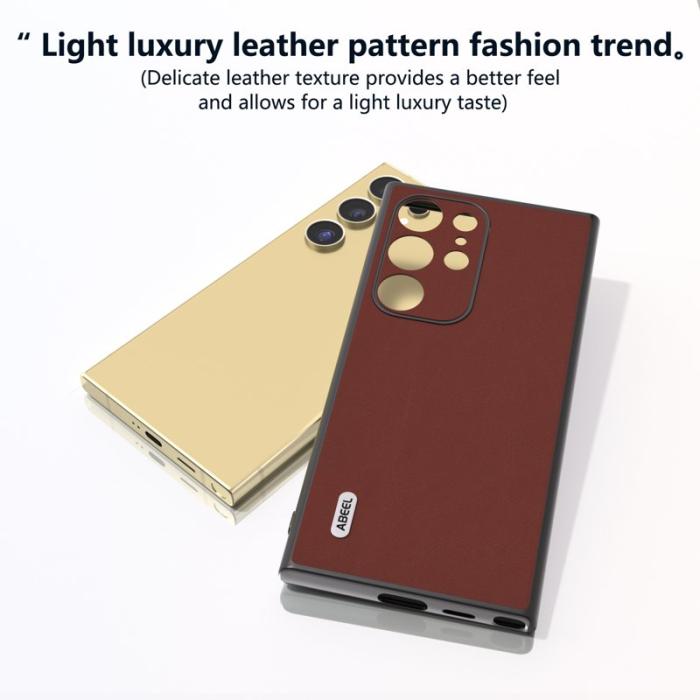 ABEEL - ABEEL Samsung Galaxy S24 Ultra Skal Äkta Läder Silky Touch - Coffee