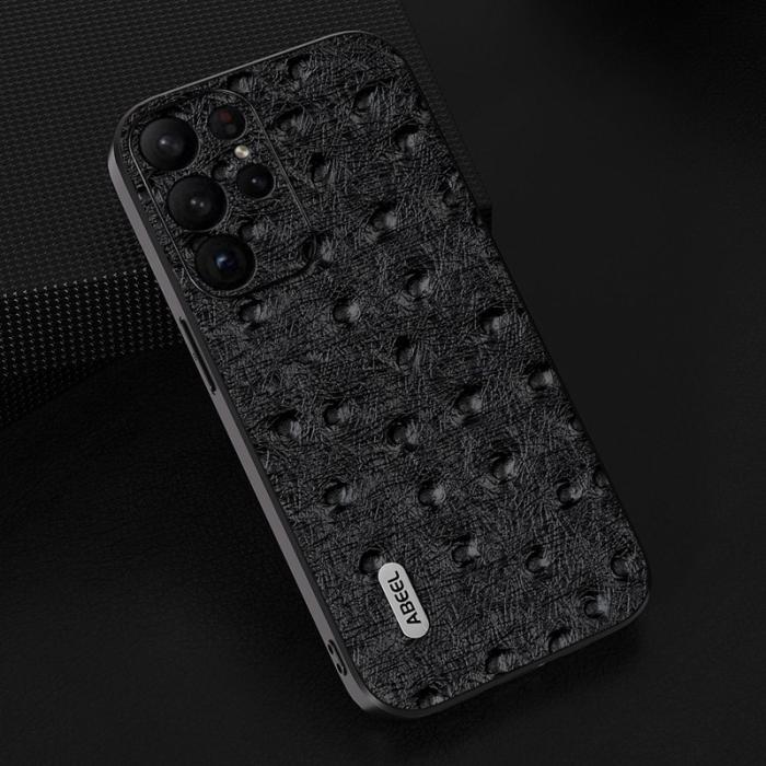 ABEEL - ABEEL Samsung Galaxy S24 Ultra Skal Äkta Läder Struts Textur Svart