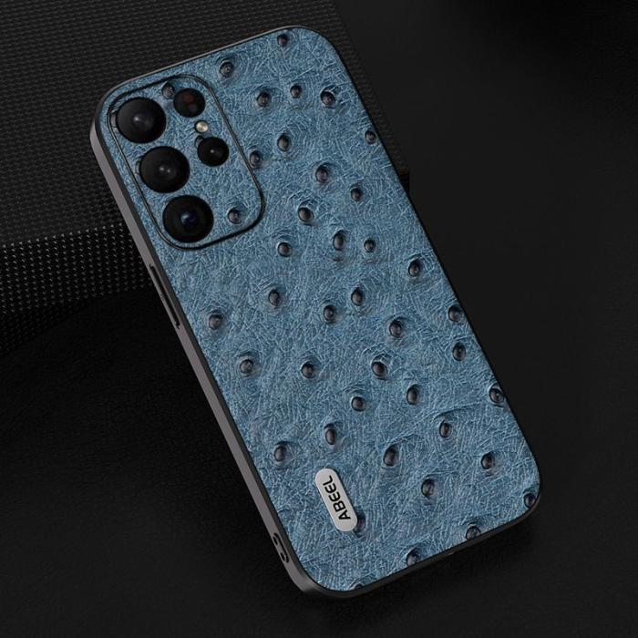 ABEEL - ABEEL Samsung Galaxy S24 Ultra Skal Äkta Läder Strutsblå