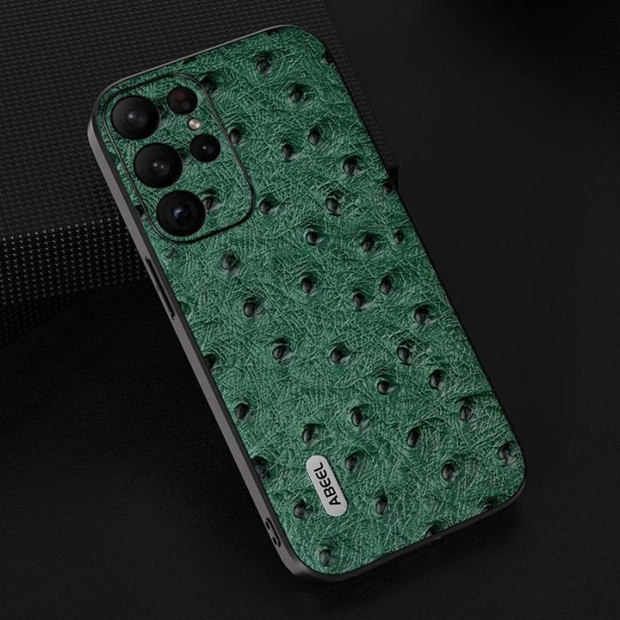 ABEEL - ABEEL Samsung Galaxy S24 Ultra Skal Äkta Läder Strutsgrön