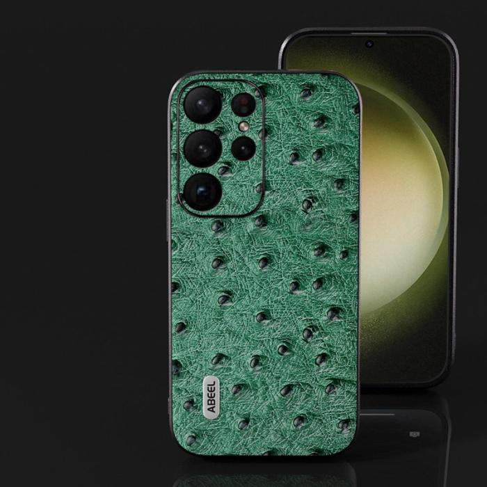 ABEEL - ABEEL Samsung Galaxy S24 Ultra Skal Äkta Läder Strutsgrön