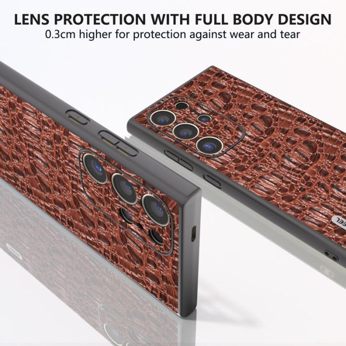 ABEEL - ABEEL Samsung Galaxy S24 Ultra Skal Canopy Textur Äkta Läder Brun