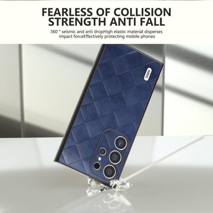ABEEL - ABEEL Samsung Galaxy S24 Ultra Skal Grid Textur Blå